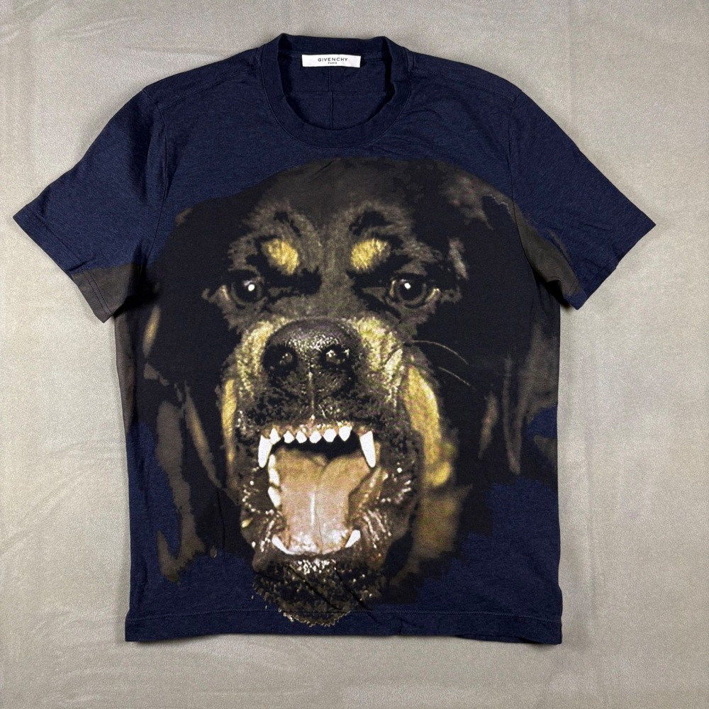Givenchy Rottweiler Graphic T-Shirt Navy Blue Mens Small Designer